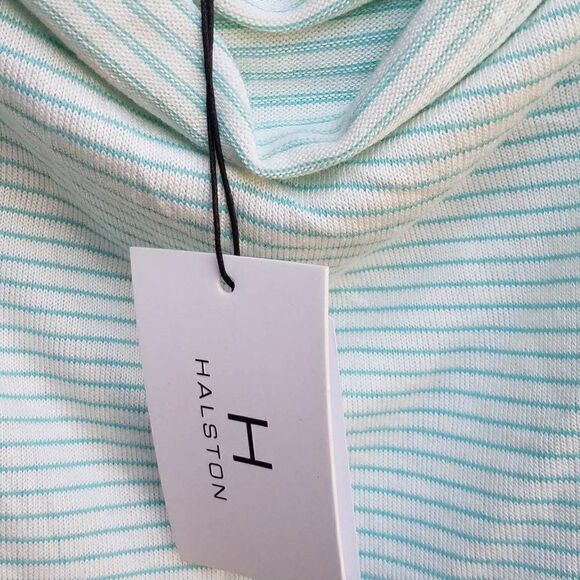 NWT Halston Turquoise/White Top Stripes on Front Color Block Back size Med - Picture 4 of 9